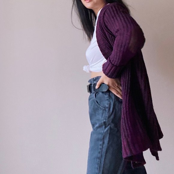 Maroon Forever 21 Cardigan with elbow patch. - Picture 2 of 3